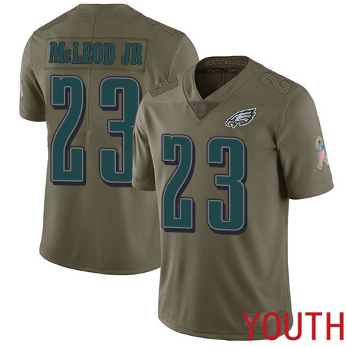Youth Philadelphia Eagles #23 Rodney McLeod Limited Olive 2017 Salute to Service Football NFL Jersey